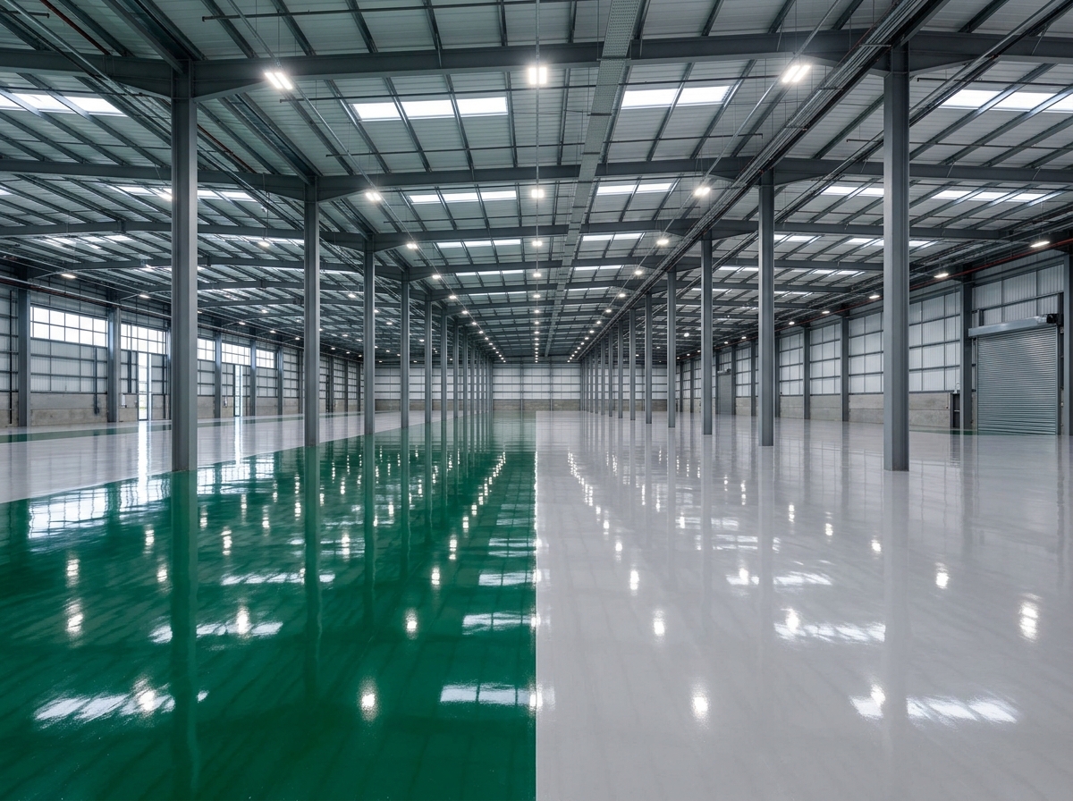 Bề mặt sàn Epoxy tự san phẳng nhà xưởng công nghiệp