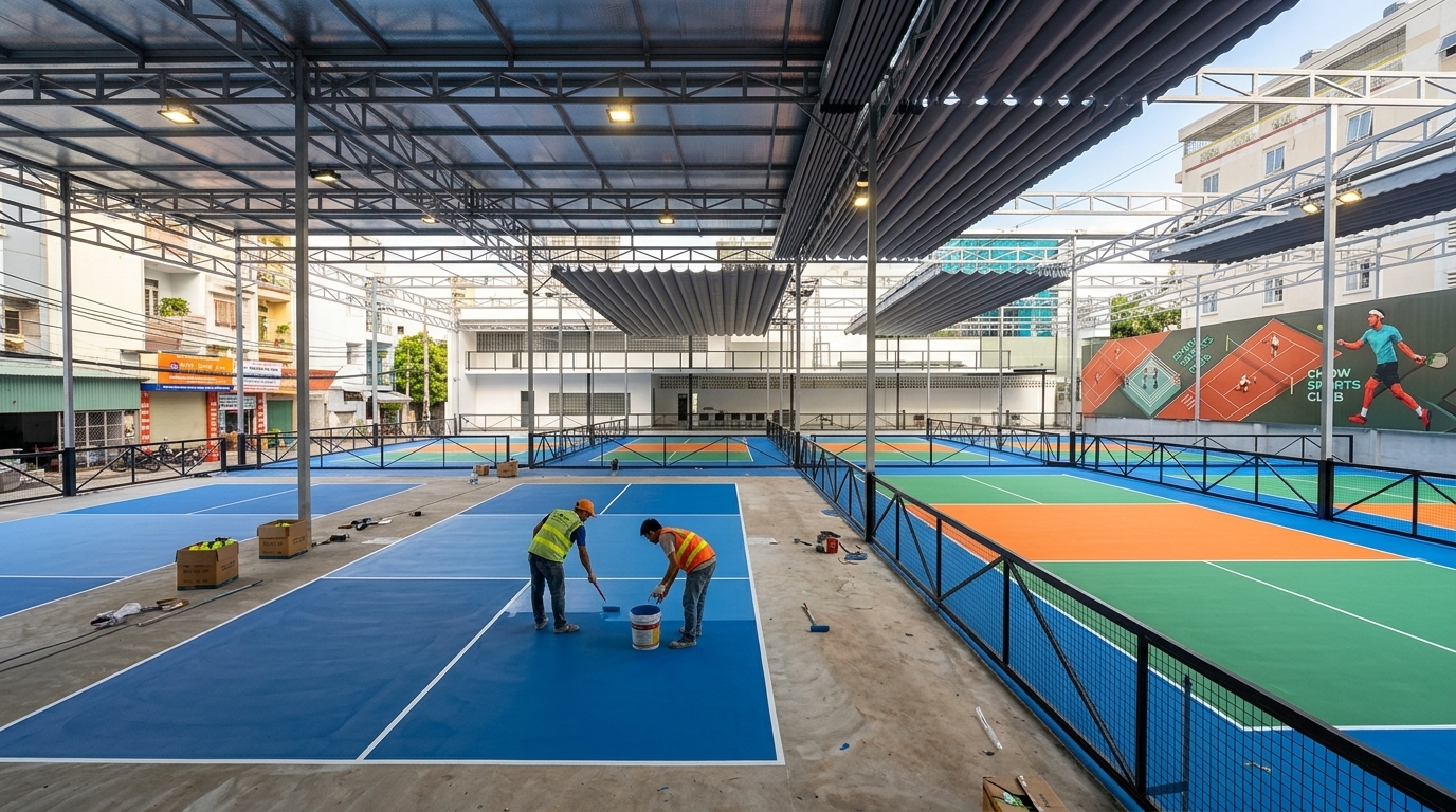 Cụm sân thể thao Pickleball tiêu chuẩn thi đấu