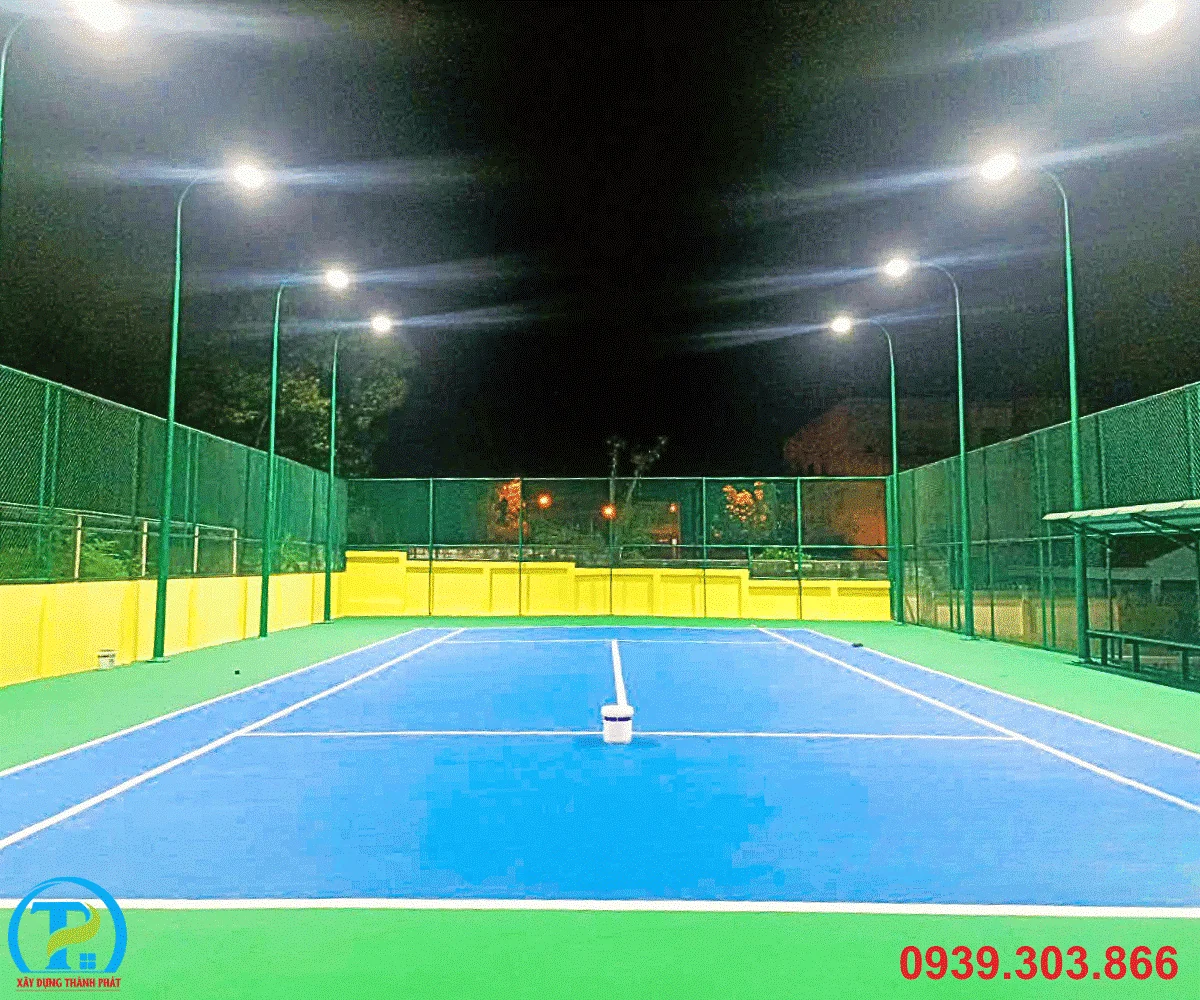 QUY TRÌNH SƠN THI CÔNG SÂN TENNIS GỒM 6 LỚP VẬT LIỆU: THÔNG SỐ ĐỘ DÀY MÀNG ACRYLIC CHUẨN ITF