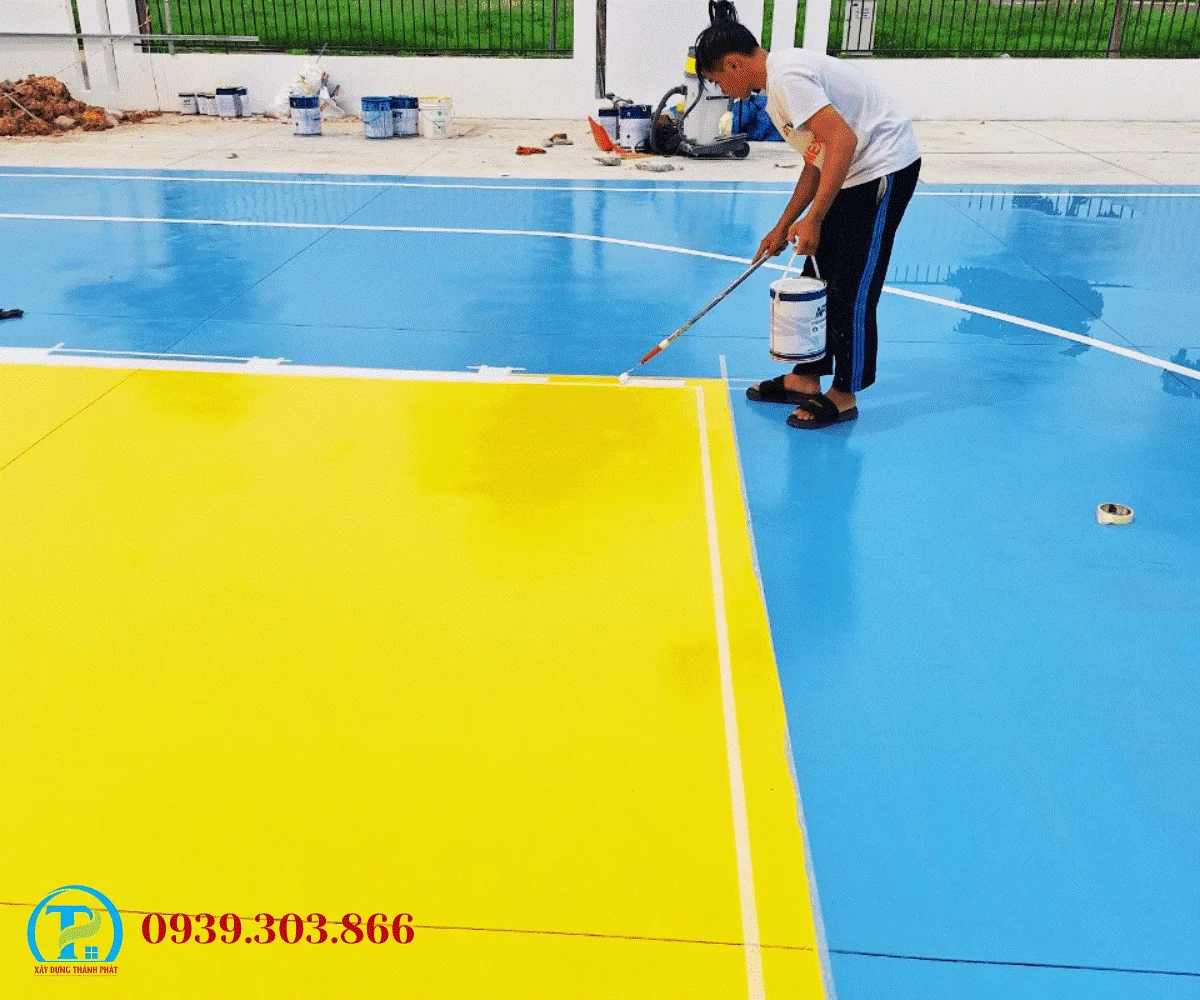 kẻ vạch đường line thi c&ocirc;ng s&acirc;n b&oacute;ng rổ hcm