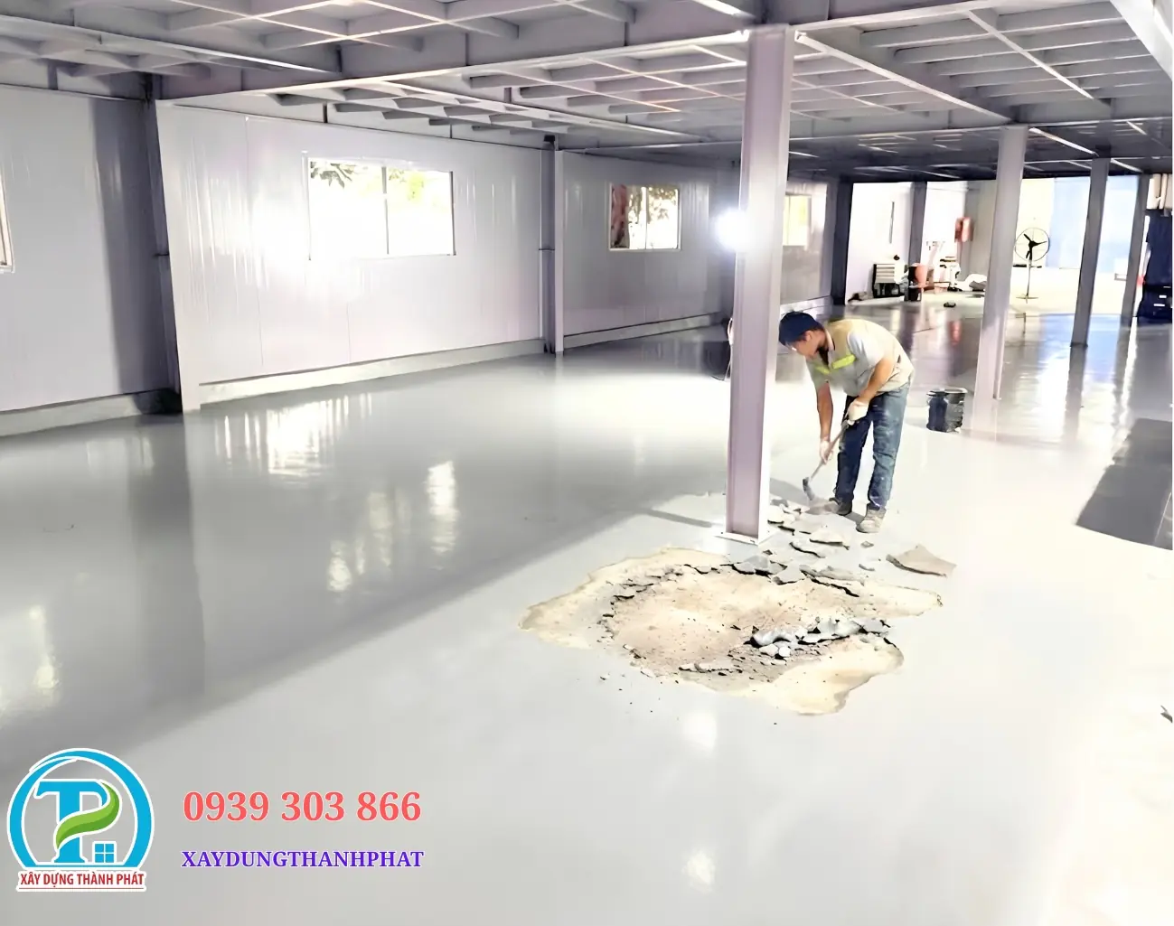Sơn epoxy tự san phẳng nh&agrave; xưởng - bề mặt mastic phẳng l&igrave; chịu lực